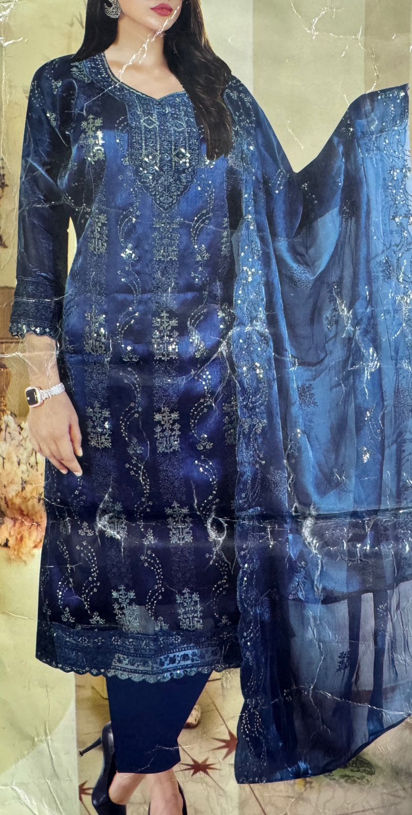 জর্জেট এমব্রডারী থ্রি পিছ